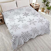 Silver and Gold Snowflakes Personalized 90-Inch x 90-Inch Queen Plush Fleece Blanket