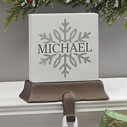 Silver and Gold Snowflakes Personalized Christmas Stocking Holder