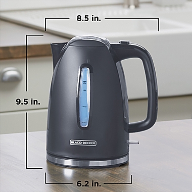 Black + Decker&trade; 1.7-Liter Rapid Boil Electric Kettle in Grey. View a larger version of this product image.