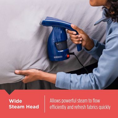 Black & Decker&trade; HGS011S Easy Garment Steamer in Navy. View a larger version of this product image.