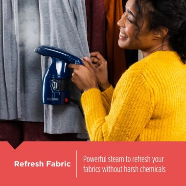 Black & Decker&trade; HGS011S Easy Garment Steamer in Navy. View a larger version of this product image.