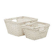 CosmoLiving by Cosmopolitan Cotton Bohemian Storage Baskets in White (Set of 2)