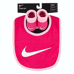 Nike® Size 0-6M 3-Piece Swoosh Core Bootie and Bib Set in Hyper Pink