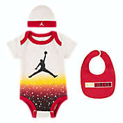Nike&reg; Jordan&reg; Size 0-6M 3-Piece Paprika Bodysuit, Beanie and Bib Set in Ivory/Red