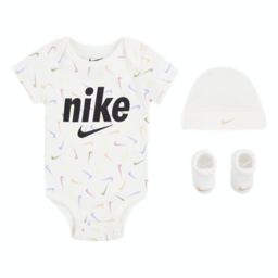 Nike® Size 0-6M 4-Piece Everyone From Day One Bodysuit, Beanie, and Bootie Set in Ivory