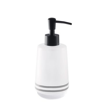 Everhome&trade; Stripe Lotion/Soap Dispenser in Black/White. View a larger version of this product image.