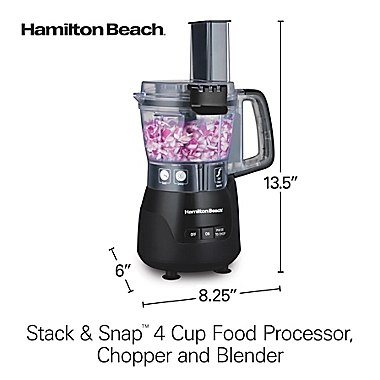 Hamilton Beach&reg; Stack &amp; Snap 4-Cup Compact Food Processor in Black. View a larger version of this product image.