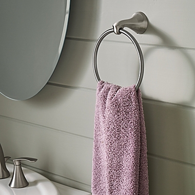 Moen&reg; Darcy Press &amp; Mark Towel Ring in Brushed Nickel. View a larger version of this product image.
