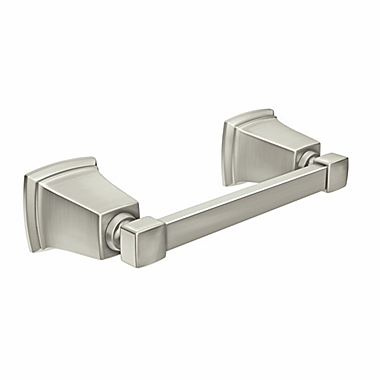 Moen&reg; Boardwalk Pivoting Wall Mount Toilet Paper Holder in Brushed Nickel. View a larger version of this product image.