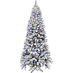 Fraser Hill Farm® 9-Foot Flocked Alaskan Pine Christmas Tree with Multicolored LED Lights