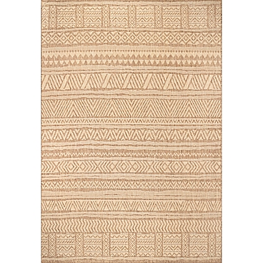 nuLOOM Abbey Tribal Striped Indoor/Outdoor 4&#39; x 6&#39; Area Rug in Beige. View a larger version of this product image.