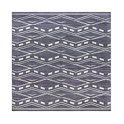 nuLOOM Joni Tribal Machine Washable 8' Square Indoor/Outdoor Rug in Blue