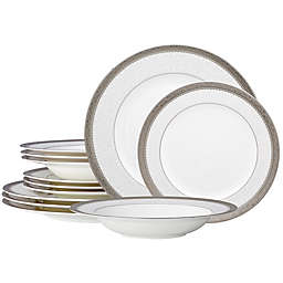 Noritake® Odessa 12-Piece Dinnerware Set in White/Platinum