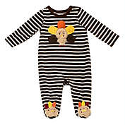 Baby Starters&reg; Newborn Striped Turkey Long Sleeve Footed Pajama in Brown