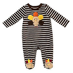 Baby Starters® Striped Turkey Long Sleeve Footed Pajama in Brown