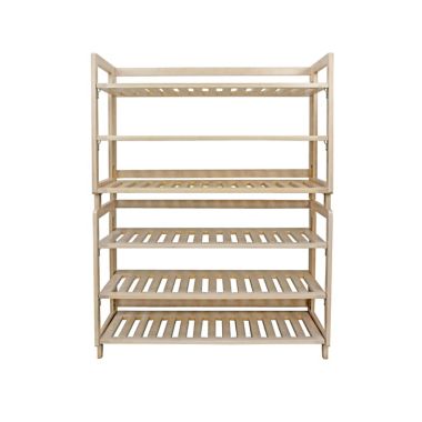 Squared Away&trade; 3-Tier Foldable Shoe Rack in White Wash. View a larger version of this product image.