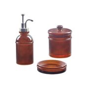 brown glass bathroom set