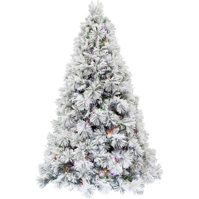 Fraser Hill Farm&reg; Sugar Hill Pine Snowy Christmas Tree with Colored LED Lights