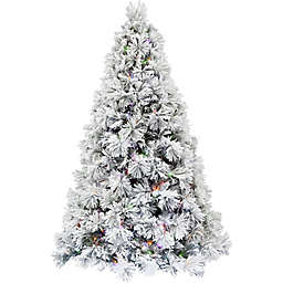 Fraser Hill Farm® Sugar Hill Pine Snowy Christmas Tree with Colored LED Lights