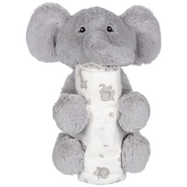 My Tiny Moments&reg; Elephant 2-Piece Swaddle Blanket and Plush Animal Toy Gift Set in Grey. View a larger version of this product image.
