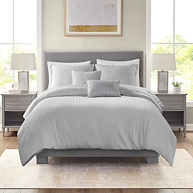 Beautyrest&reg; Jasper 5-Piece Crinkle Velvet Full/Queen Comforter Set in Grey. View a larger version of this product image.