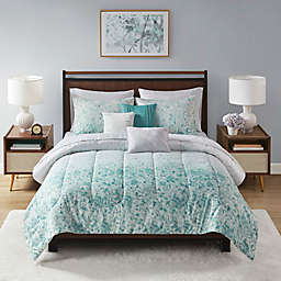 Beautyrest® Vail 10-Piece Watercolor Ombre Queen Comforter Set in Teal