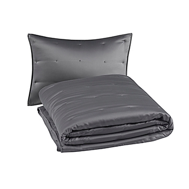 Beautyrest&reg; Ames 3-Piece Charmeuse Full/Queen Coverlet Set in Grey. View a larger version of this product image.