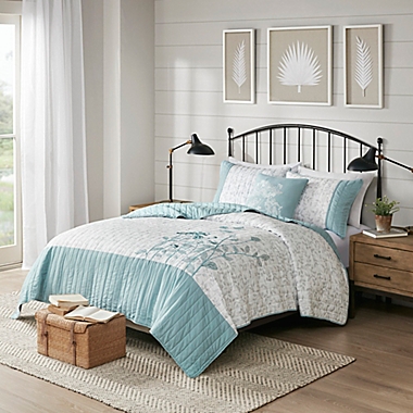 Madison Park&reg; Pippa 4-Piece Full/Queen Coverlet Set in Blue. View a larger version of this product image.
