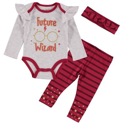 Harry Potter 3-Piece Future Wizard Bodysuit, Pant, and Headband Set