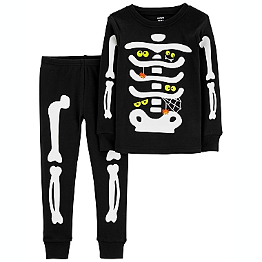 carter&#39;s&reg; Size 4T 2-Piece Halloween Skeleton Top and Pant Pajama Set in Black. View a larger version of this product image.