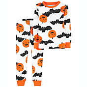 carter&#39;s&reg; Size 12M 2-Piece Pumpkin and Bats Halloween Top and Pant PJ Set in Orange