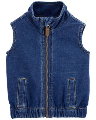 carter&#39;s&reg; Size 9M Zip-Up Knit Denim Vest in Blue
