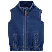 carter's&reg; Zip-Up Knit Denim Vest in Blue