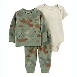 carter's® 3-Piece Camo Sweater, Bodysuit, and Pant Set in Green