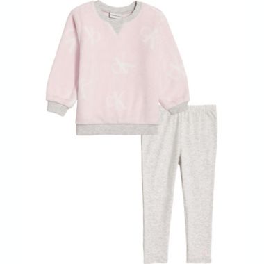 Calvin Klein® Size 12M 2-Piece Pullover and Legging Set in Pink/Grey |  buybuy BABY