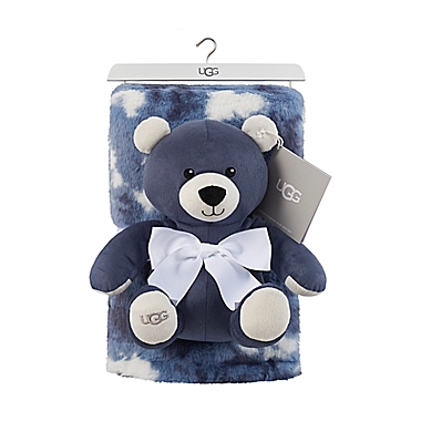 UGG&reg; Polar Tie Dye 2-Piece Bear and Throw Blanket Set in Navy. View a larger version of this product image.