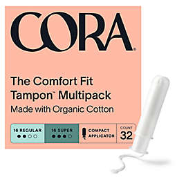 Cora® 32-Count Organic Cotton Regular + Super Tampons