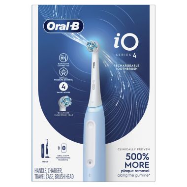 Oral-B&reg; iO Series 4 Rechargeable Electric Toothbrush in Blue<h1> </h1>. View a larger version of this product image.