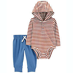 carter's® 2-Piece Hooded Bodysuit & Pant Set in Brown/Blue