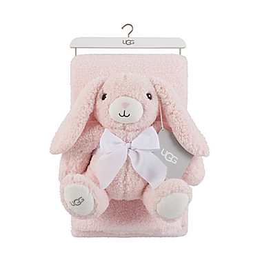 UGG&reg; 2-Piece Classic Sherpa Throw Blanket and Plush Rabbit Toy Set in Pink. View a larger version of this product image.