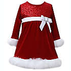 Alternate image 0 for Bonnie Baby&reg; Size 12M Velvet and Faux Fur Holiday Dress in Red