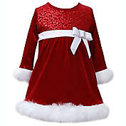 Bonnie Baby&reg; Size 3-6M Velvet and Faux Fur Holiday Dress in Red