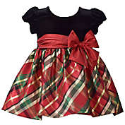 Bonnie Baby Size 0-3M 2-Piece Velvet Plaid Taffeta Dress and Diaper Cover Set in Red/Green