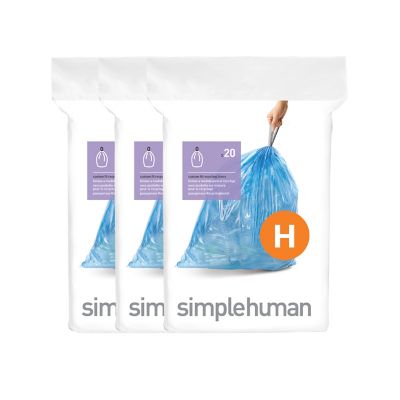 50-60 Liter / 13-16 Gallon simplehuman Code P Custom Fit Drawstring Trash Bags 60 Count 3 Refill Packs 