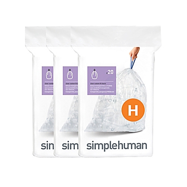 simplehuman&reg; Code H 60-Pack 30-35-Liter Custom-Fit Liners in Clear. View a larger version of this product image.