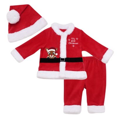 Rudolph&reg; 3-Piece Velour Santa Claus Jacket, Pant, and Hat Set in Red