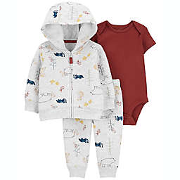 carter's® Size 6M 3-Piece Woodland Creatures Hooded Jacket, Bodysuit, and Pant Set in Grey