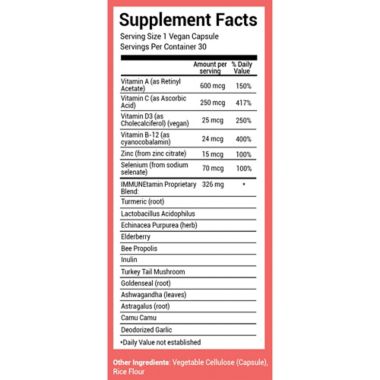 IMMUNEtamin&reg; 30-Count Advanced Immune + Respiratory Support Vitamin Capsules. View a larger version of this product image.