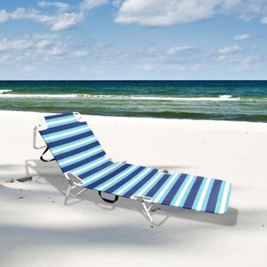 H for Happy&trade; Lounger Beach Chair in Blue Stripe. View a larger version of this product image.
