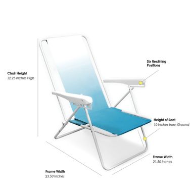 H for Happy&trade; 5-Position Beach Chair in Blue/White Ombre. View a larger version of this product image.